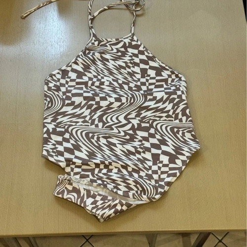 Bershka bodysuit like new, brown and white, size large