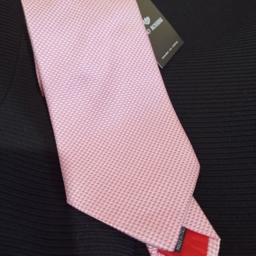 Silk tie Gino Rossini new, pink houndstooth pattern