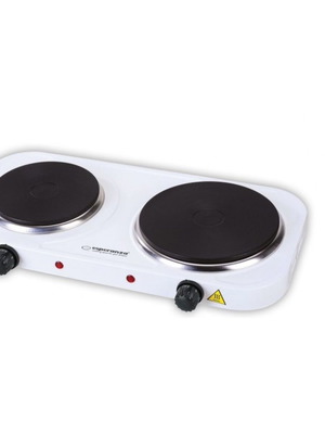 Επιτραπέζια Εστία Εμαγιέ Διπλή 1500W Λευκή Καινούργιο