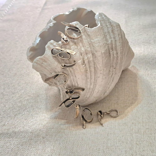 Silver 925 Handmade Bracelet with Organic Abstract Shapes like new