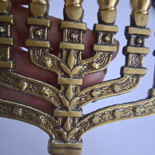 Authentic brass menorah 7-candle holder like new from Israel