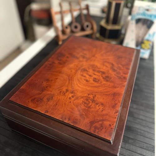 Jewelry box luxurious like new, brown with red velvet lining