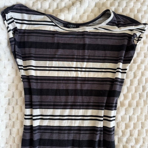 Striped maxi dress like new, size small/medium, gray multicolor