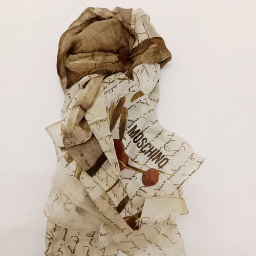 Moschino silk scarf 84 x 84 cm new, beige and brown tones