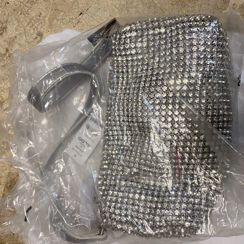Cocktail bag Aldo shoulder silver new with strass
