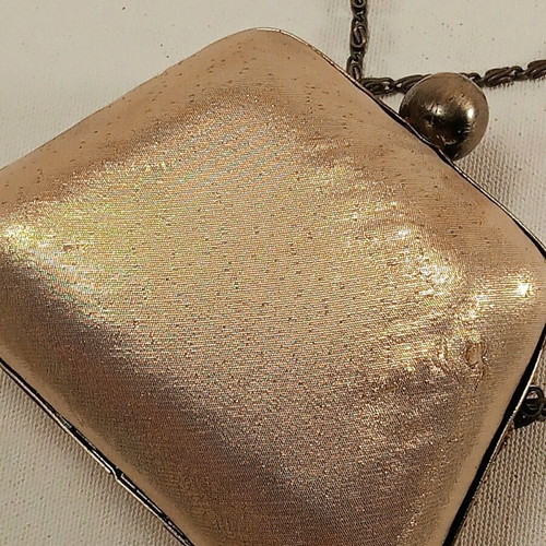 Totem evening clutch bag with beads used, gold shoulder