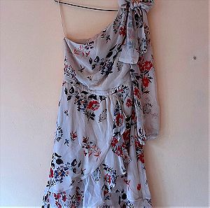 Φόρεμα με μονό μανίκι μεταξωτό μοτίβο λουλούδια και παντελόνι