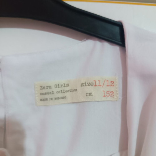 Zara Girls white blouse with open shoulders, used, age 11–12