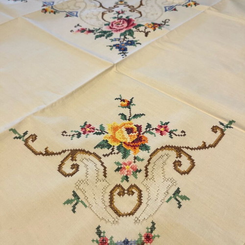 Handmade tablecloth with matching napkins new from Switzerland