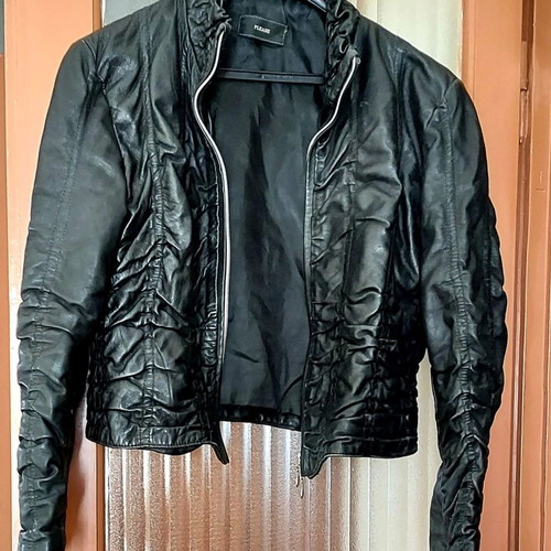 Women's leather crinkled jacket like new, black, size S