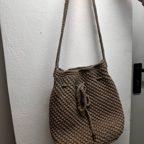 Handmade shoulder bag like new, large, beige/gray