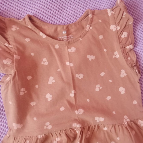 H&M dress for girls 4-6 years, 110-116 cm, beige and brown
