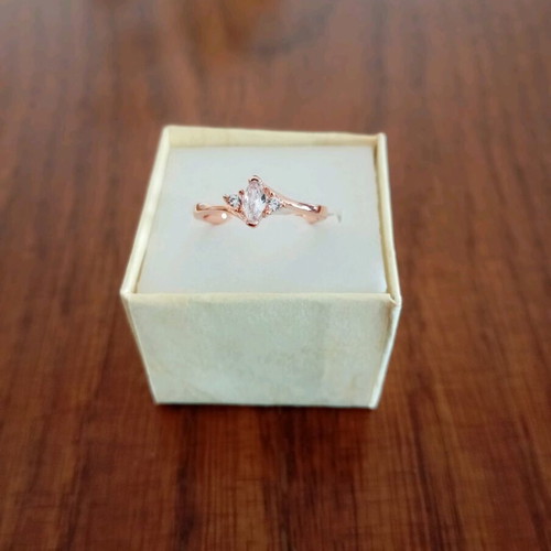 Ring used, gold plated with zircon stones size 7 pink gold