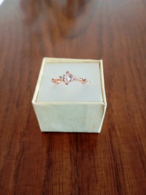 Ring used, gold plated with zircon stones size 7 pink gold