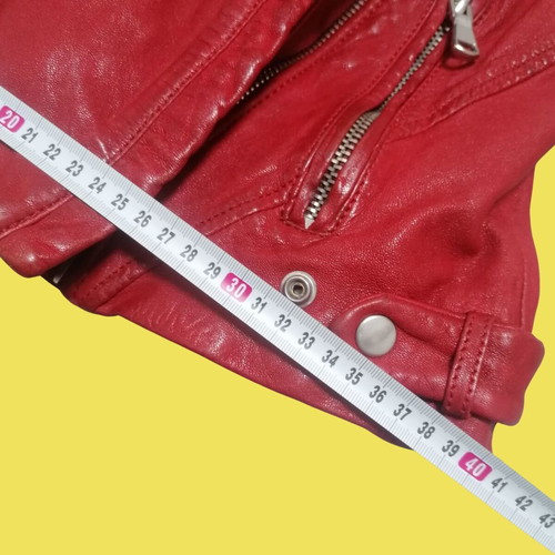 Freaky Nation red leather vest used, rock retro style