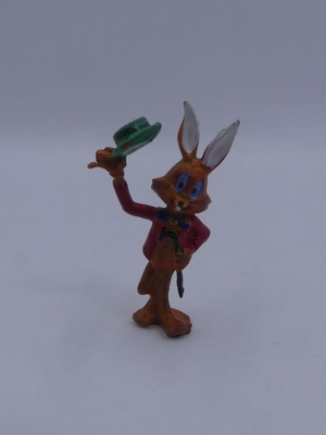 Looney Tunes φιγούρα Bugs Bunny μεταχειρισμένη, Heimo PVC, κόκκινο σακάκι, πράσινο καπέλο, 6 εκ.