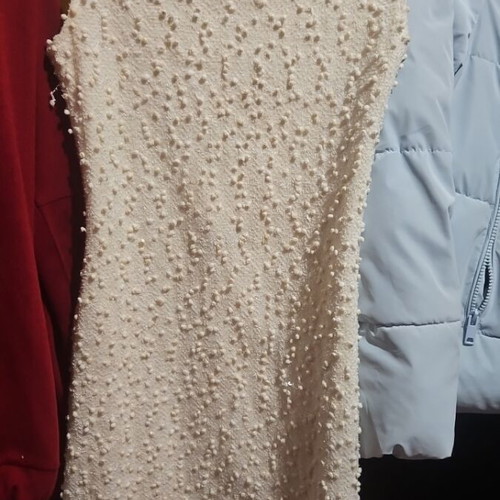 Dress new ecru with gold details and transparent sequin