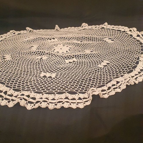 Handmade knitted doily used 55 cm