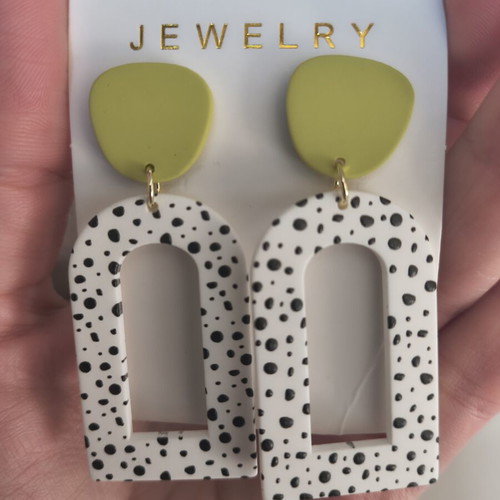 Boho earrings new, white and green