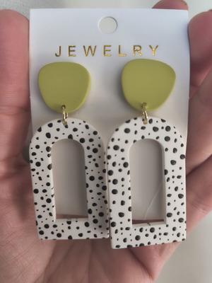 Boho earrings new, white and green