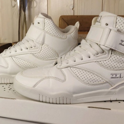 DiLONG sneakers white athletic casual high top, like new, size 45