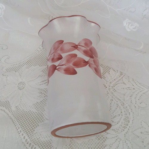 Gabriel Keramik vintage vase like new with handpainted burgundy leaves