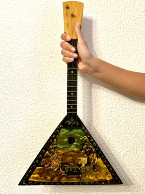 Balalaika like new Russian traditional musical instrument hand-painted