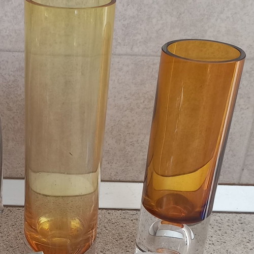 Krosno vase and used honey-colored vase-candleholder