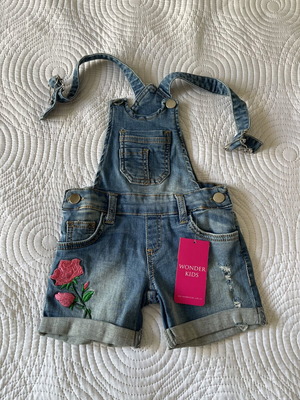 Short denim overalls size 4 new, blue