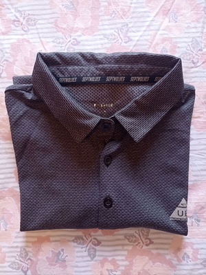 Septwolves Polo Shirt gray medium jacquard texture like new