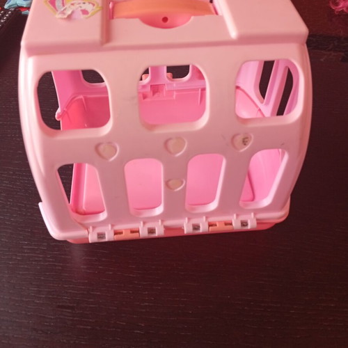 Pink plastic carrier cage for plush animals like new