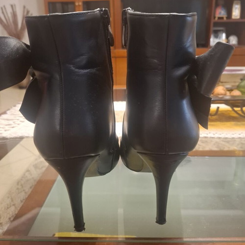 Heeled ankle boots with bow, size 39, black