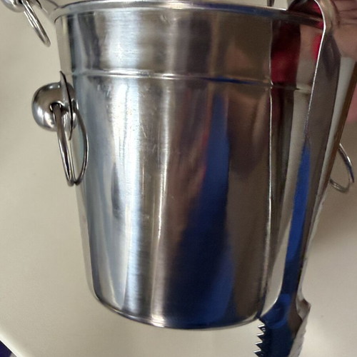 Metal Ice Buckets Set of 3 with Tongs used
