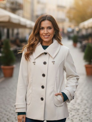 Été White Corduroy Half Coat like new, size XL