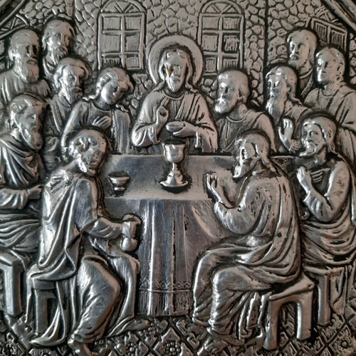 Vintage silver icon Last Supper like new