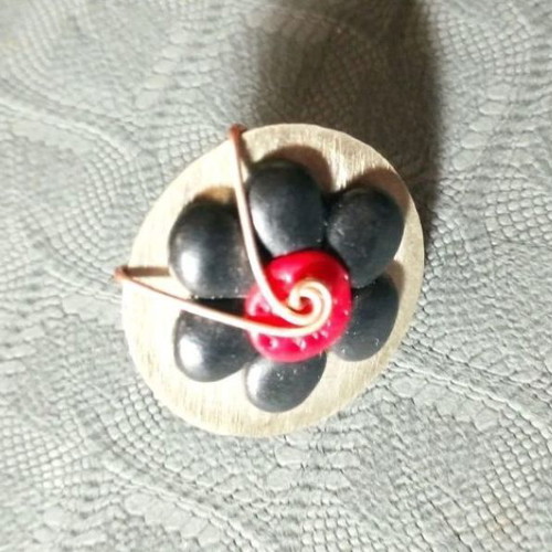 Handmade ring used with flower, blue and silver