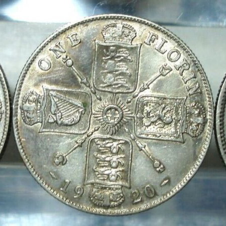 Set of 2 x 1 Florin 1920 and 1 Florin 1936 George V used