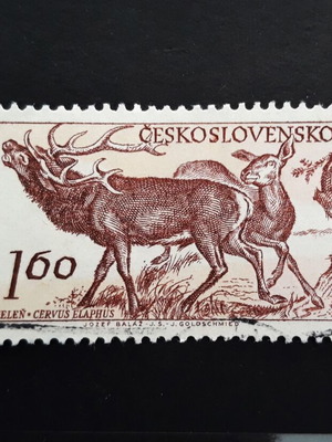Γραμματόσημο Τσεχοσλοβακίας 1959 με ελάφι και αντιλόπη, καινούργιο