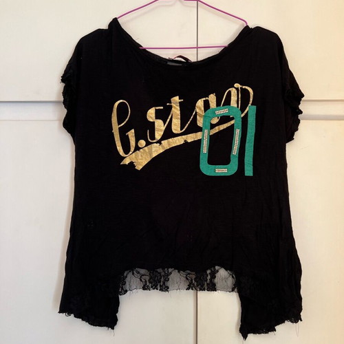 Black short-sleeve t-shirt with open back like new