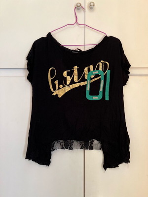 Black short-sleeve t-shirt with open back like new