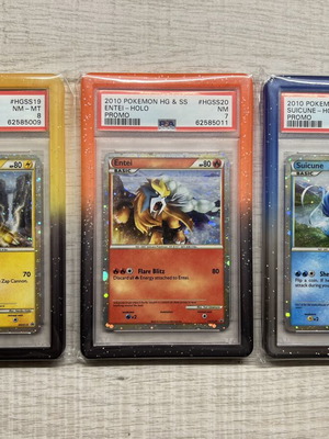Pokémon Graded Cards Set Raikou, Entei, Suicune HGSS Black Star Promos 2010 PSA 8 & 7