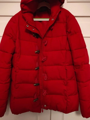 Benetton puffer jacket like new, red, teen size 152 cm