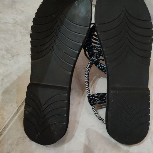Ethnic leather handmade sandals size 36 new, black