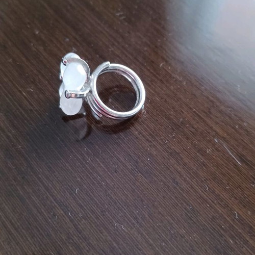 Loisir silver ring size 51 with transparent white stone