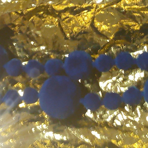 Long necklace with velvet beads new, electric blue