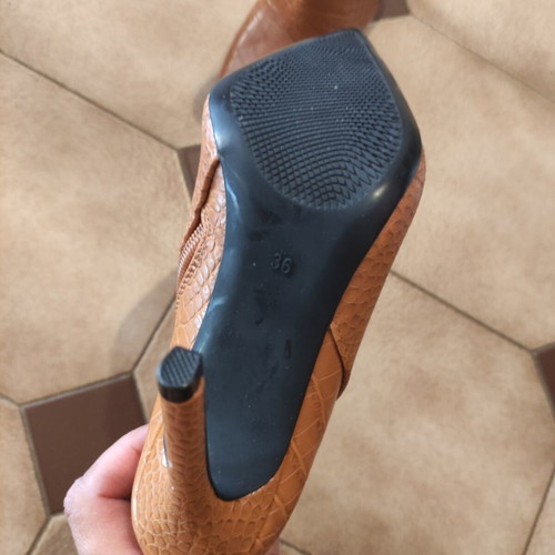 Croco ankle boots used, high heel, brown size 36