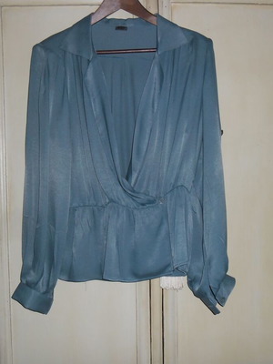 Πουκάμισο-μπλούζα Net-a-Porter Otto καινούργιο, ραφ σιελ/γκρι, μέγεθος 44 (L)