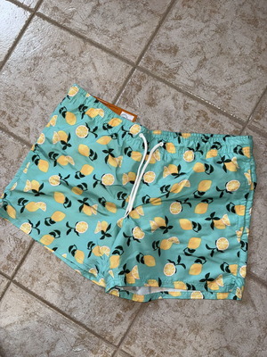 Men's swim shorts new, size L, yellow and turquoise