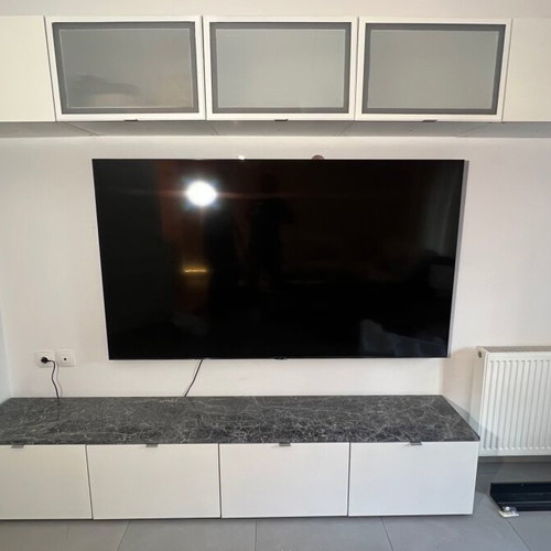 IKEA BESTA TV unit like new with 9 cabinets and marble top