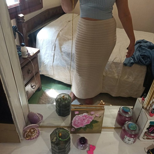 Knitted long skirt like new, beige, size L